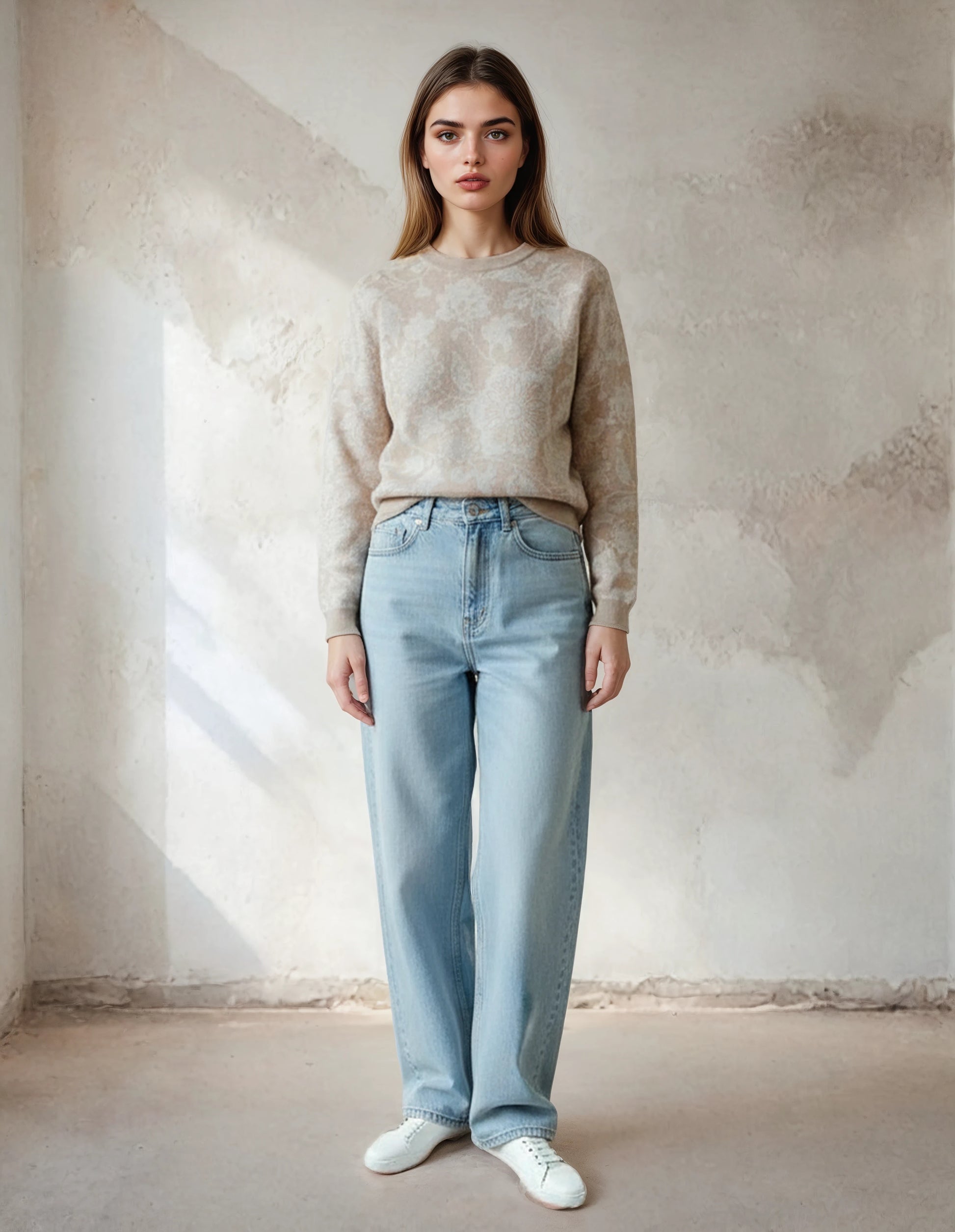 Knitted crew neck sweater